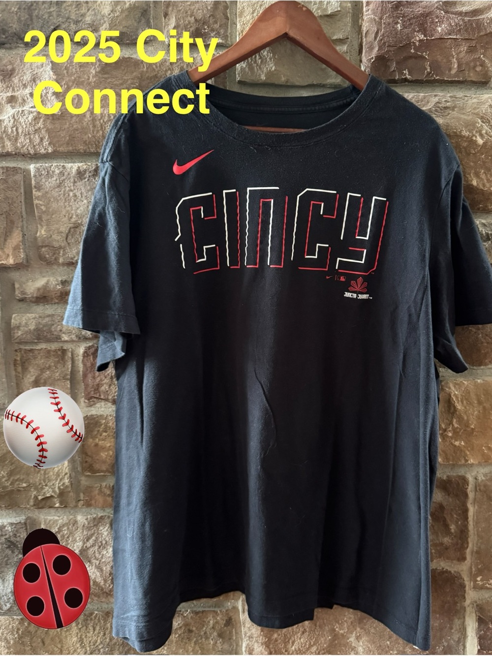 Nike Black 'CINCY' Graphic Short Sleeve Tee with Red Swoosh -XXL